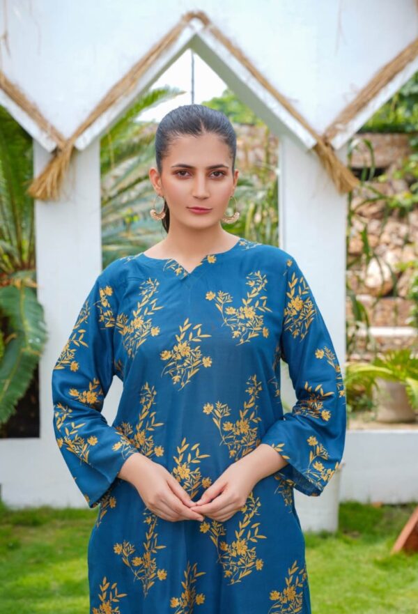 daffodil print 2pc dress | shirt and trouser for girls & womens - Image 7