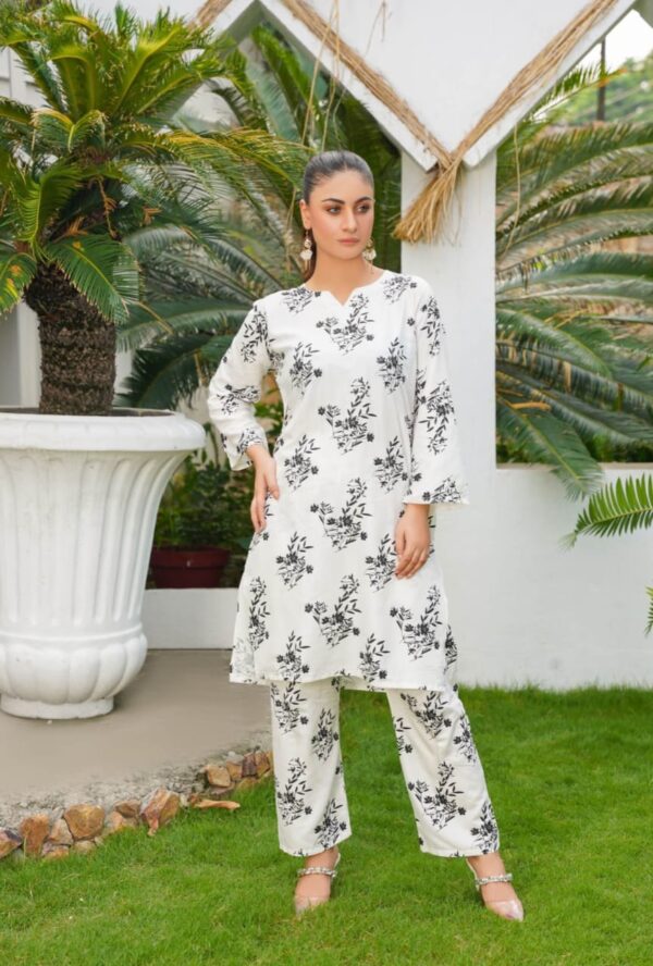 daffodil print 2pc dress | shirt and trouser for girls & womens - Image 18