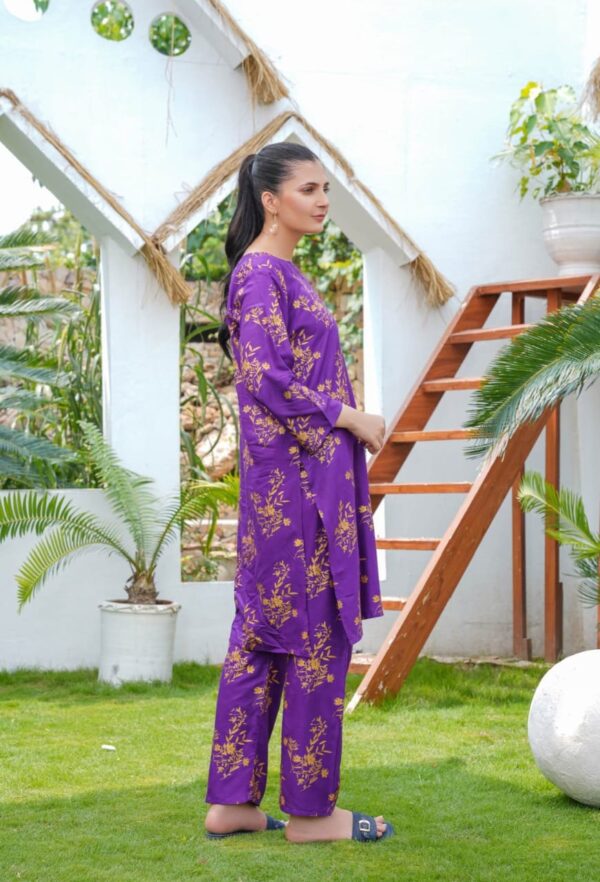 daffodil print 2pc dress | shirt and trouser for girls & womens - Image 19