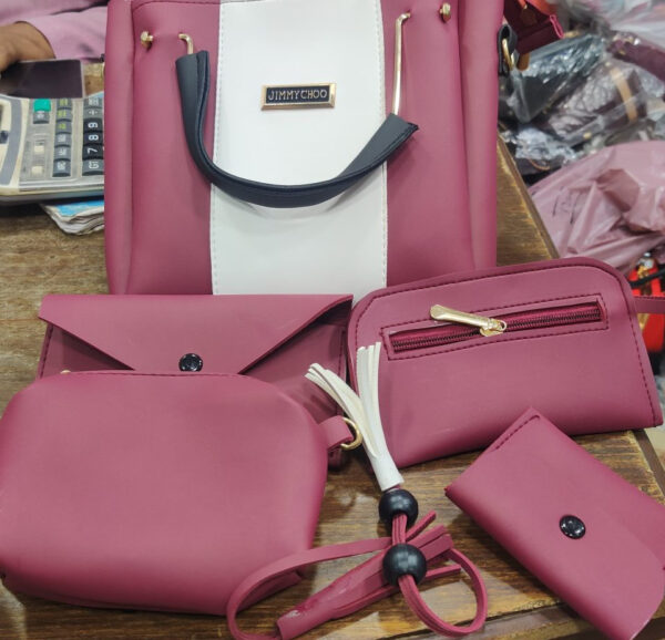 cynthetic leather 5pcs set ladies bag without long chain - Image 4