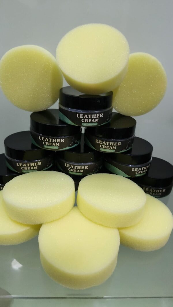 leather maintain repair cream polish restore shine moisturizing care for leather products shoe bag car seat (100 gm) with sponge - Image 2
