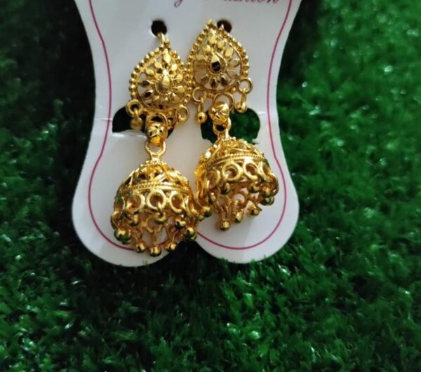 1 pair golden antique jhumke - Image 2