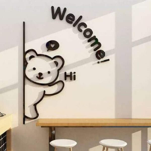 3d wall art with cute teddy bear shaped for home & office decorations wooden wall art