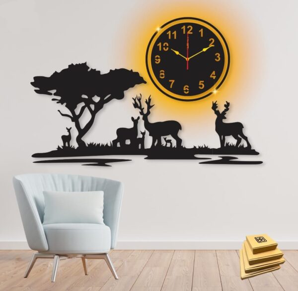 3d wall clock with light wooden wall clock