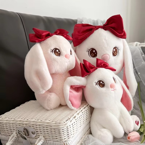 princess style bow bunny rabbit plushie | fluffy & soft stuffed animal plush toy for kids - 22 cm (random color) - Image 4