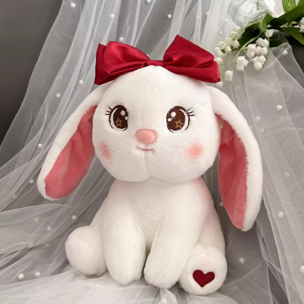 princess style bow bunny rabbit plushie | fluffy & soft stuffed animal plush toy for kids - 22 cm (random color) - Image 8
