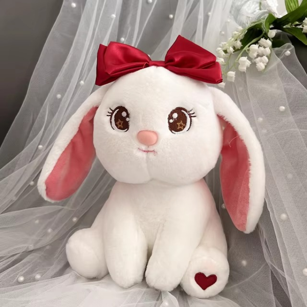 princess style bow bunny rabbit plushie | fluffy & soft stuffed animal plush toy for kids - 22 cm (random color) - Image 3