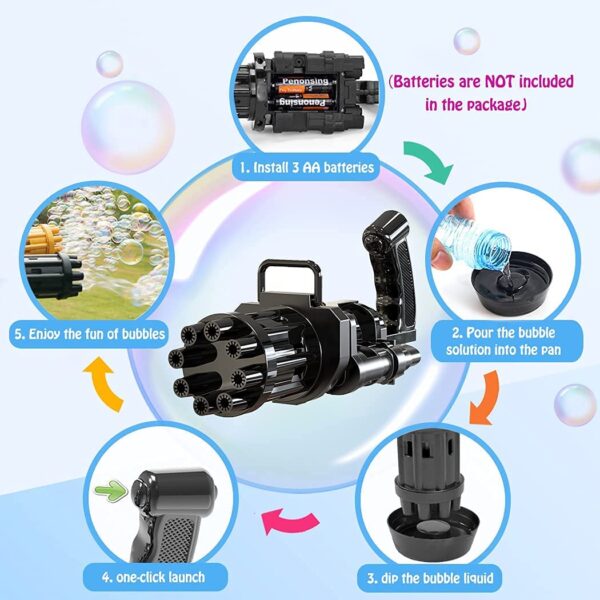 automatic bubble gun for kids | water gatling play gun for boys & girls (random color) - Image 2