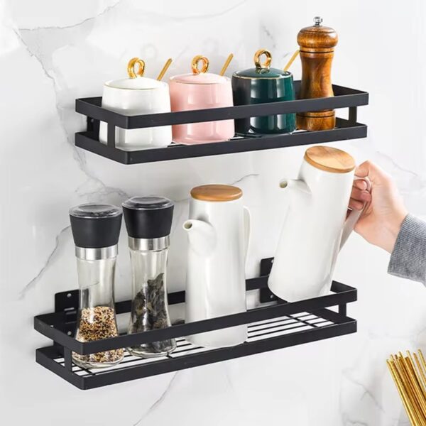 premium quality metal wall mounted rack kitchen shelf condiment rack kitchen organizer storage shelf - Image 2