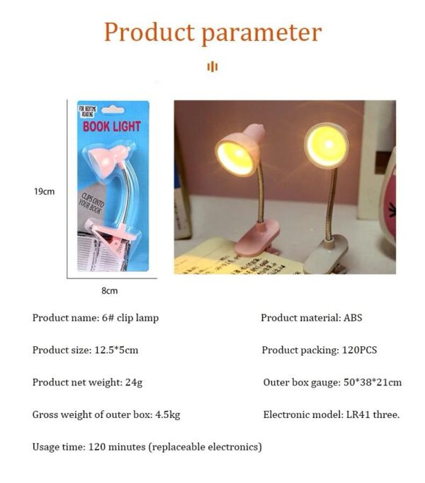 mini book light with clip portable led reading lamp travel bedroom night light night lights eye protections (random color) - Image 7