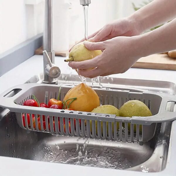 kitchen plastic dish drainer and drying rack sink basket for washing bowls utensils vegetables fruits storage organizer (random color)