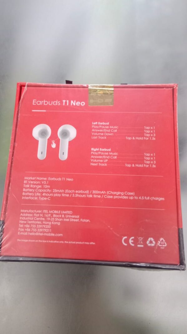 itel earbuds model t1 neo 18 hours playback - Image 4