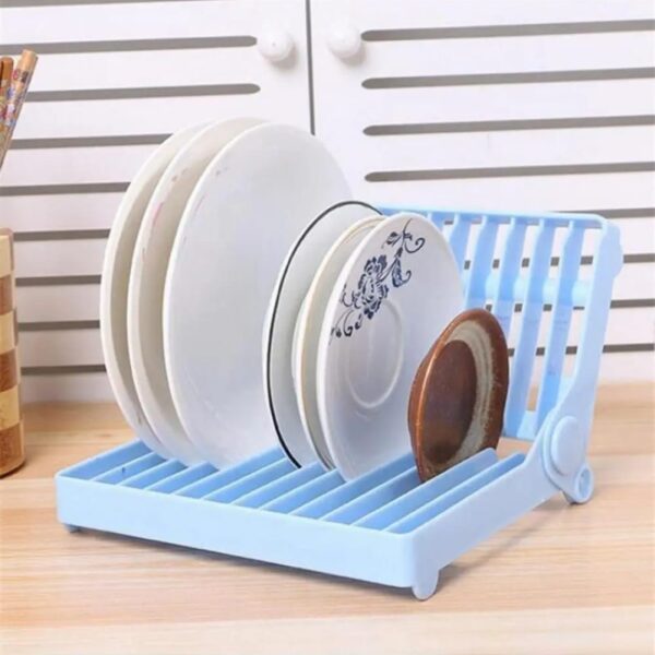small kitchen foldable dish plate drying rack | multipurpose space saving storage organizer plastic rack (random color) - Image 4