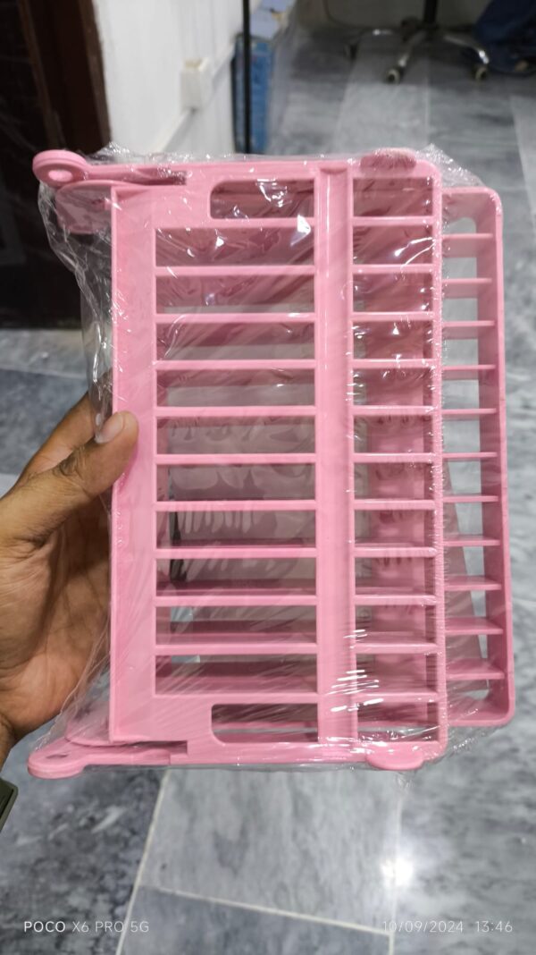 small kitchen foldable dish plate drying rack | multipurpose space saving storage organizer plastic rack (random color) - Image 2