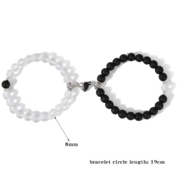 pack of 2  beads black and white couple bracelet - Image 4
