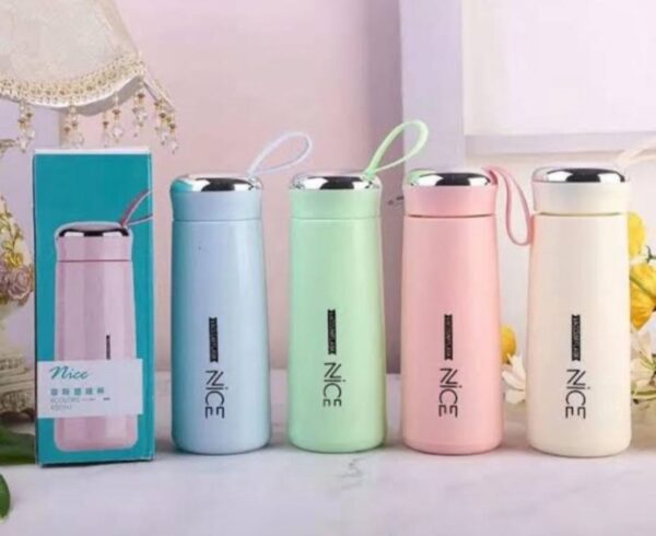 nice glass bottle water mini flask bottle with vaccum flask and loop temperature resistant, 400ml (random colors)