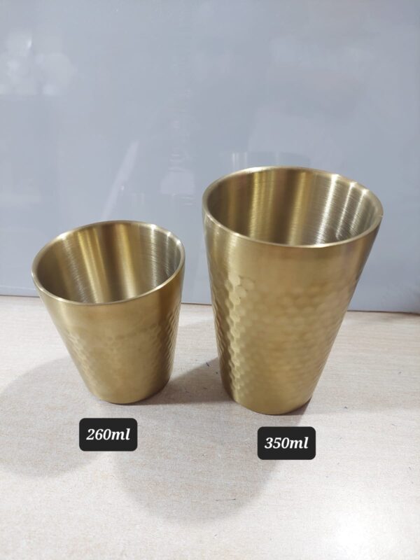 (1pcs)mishrit stainless steel drinking glass for water, milk tea coffee lassi glass tumbler set, premium mirror finish silver glass (only golden) - Image 2