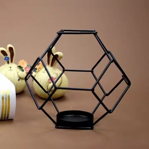 handmade design black hexagon votive candle holder brass iron best quality metal handcrafted indoor candle light (black only) - Image 5