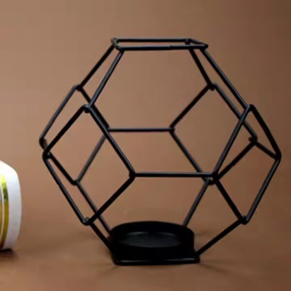 handmade design black hexagon votive candle holder brass iron best quality metal handcrafted indoor candle light (black only) - Image 3