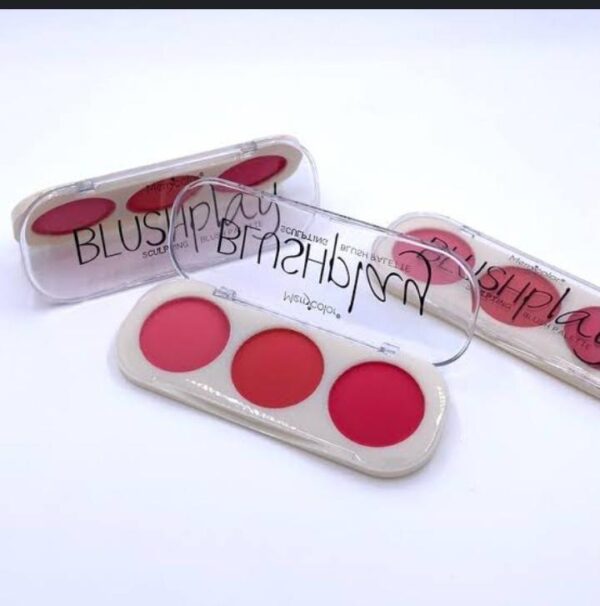 3 color makeup blush palette mineral powder red rouge long lasting natural cheek blusher (random color) - Image 2