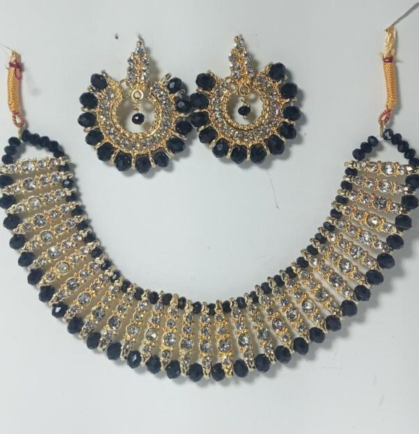 colorful chowker neckless and  crystal round earrings  jewellery set for girls, womans - Image 2