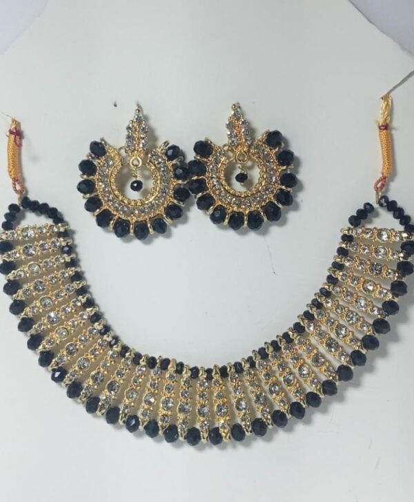 colorful chowker neckless and  crystal round earrings  jewellery set for girls, womans - Image 3