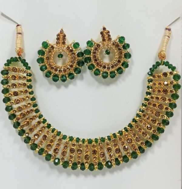 colorful chowker neckless and  crystal round earrings  jewellery set for girls, womans - Image 6