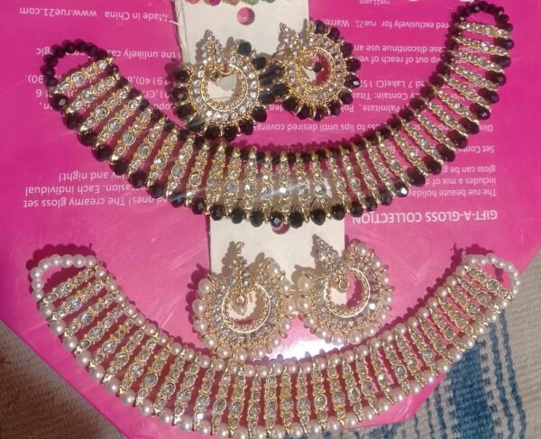 colorful chowker neckless and  crystal round earrings  jewellery set for girls, womans - Image 8