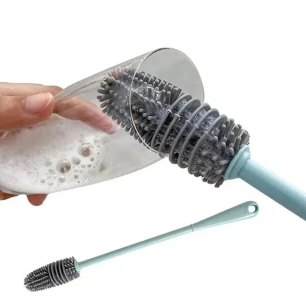 1 pcs silicone feeder bottle brush glass brush cup brushes long handle | silicone bottle cleaning brush with long handler (random color)