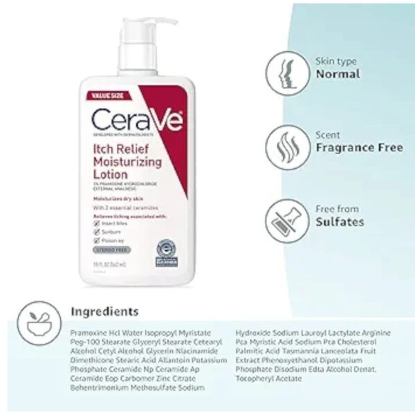 cerave itch relief moisturizing lotion with pramoxine hydrochloride for dry skin  (237ml) - Image 4