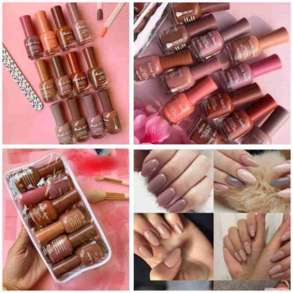 set of 6 nail paints with bag