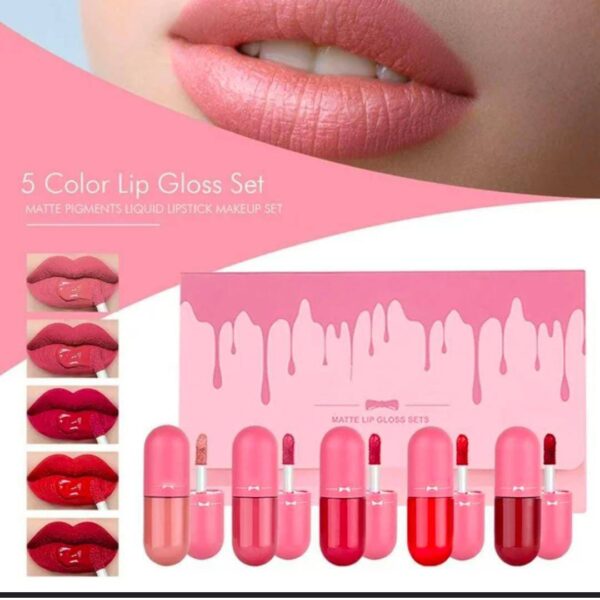 pack of 5 matte lip gloss kit | 5 capsule matte lipstick set - Image 3
