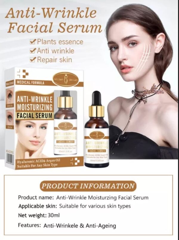 aichun beauty anti-wrinkle moisturizing facial serum - hyaluronic acid, argan oil - 2in1 care - 30ml - Image 4