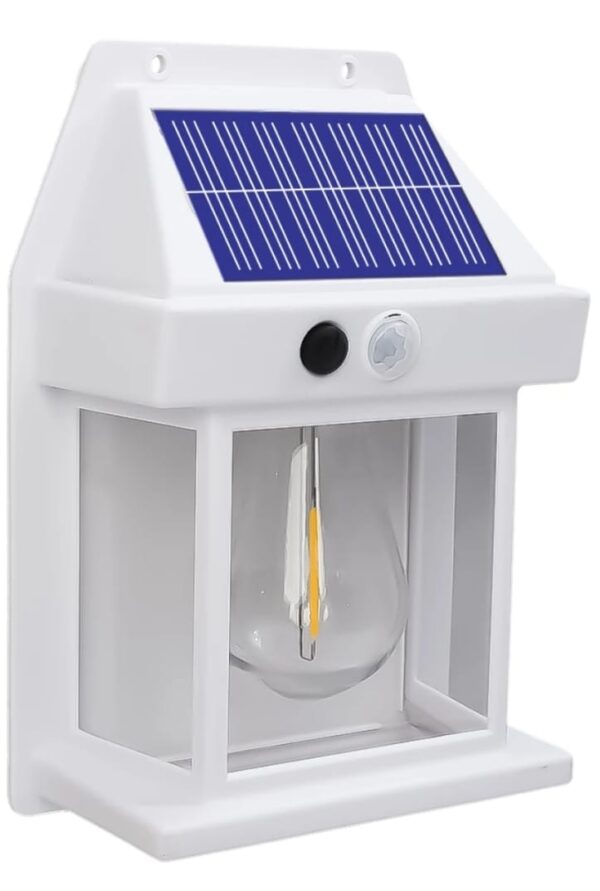 solar power motion sensor human body induction led wall light waterproof tungsten filament lamp outdoor garden courtyard light (black) - Image 9