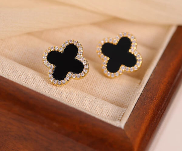 stainless steel  flower  zircon studs earrings - Image 3