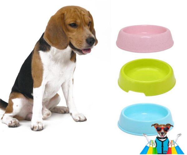 round  shaped food bowl pet plastic food bowl (random color)  8 inch - Image 3