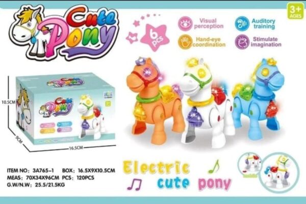 walking musical pony horse - lights and sounds - interactive kid fun toy (random color) - Image 3