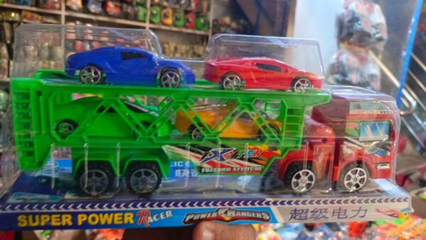 double decker trailer truck | car carrier truck with 4 cars included toy for kids (random color) - Image 2