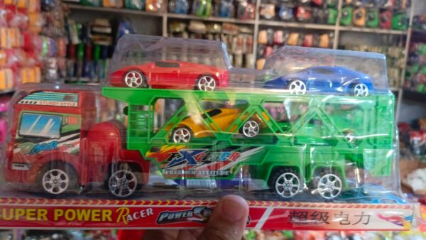 double decker trailer truck | car carrier truck with 4 cars included toy for kids (random color) - Image 3