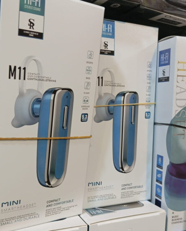 m11 bluetooth wireless headset right ear or left single earbuds for phone & android phone (random color) - Image 2