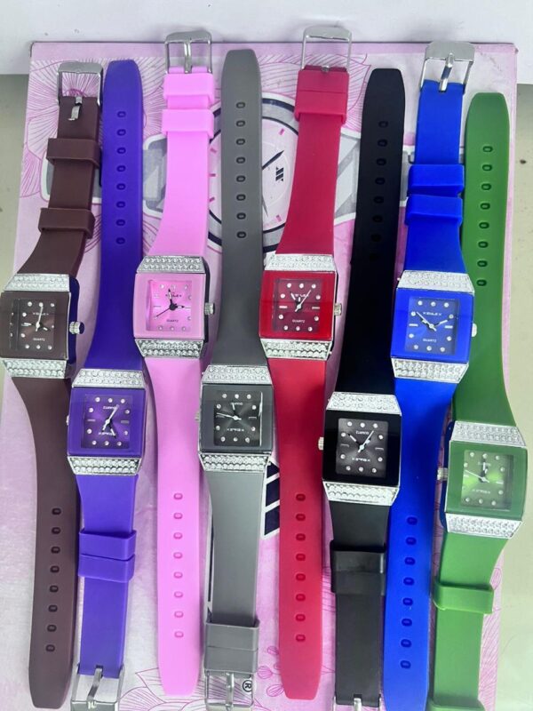 new style ladies rubber strap watch (random color) (without box )
