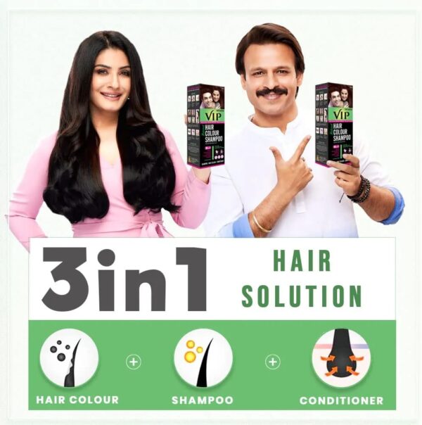 vip hair colour shampoo for men and women, 180ml, - Image 4