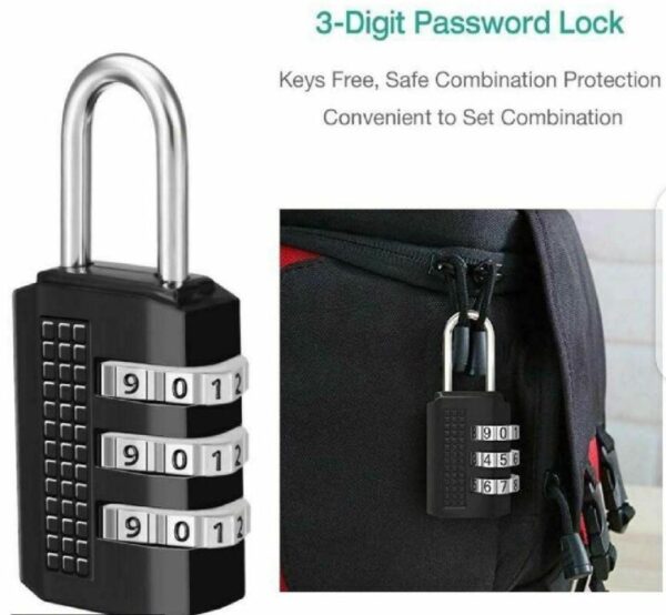 3 digit combination padlock for locker luggage suitcase travel bag (random color) - Image 2
