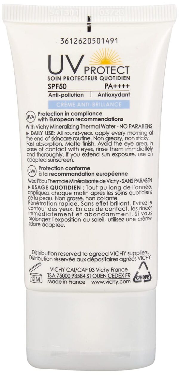 vichy uv protect spf 50 anti-shine sun cream spf 50  (40 ml) - Image 2