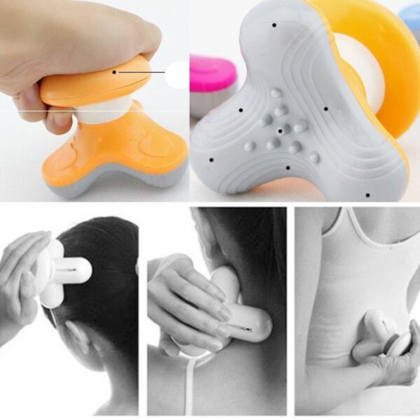 mini hand body massager portable handled triangle vibrational electric massager (random color)