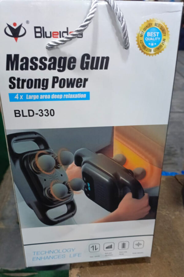 blue idea deep tissue massage gun with 4 heads - muscle massager for back, neck, and body pain relief rechargeable - bld-330 - Image 5