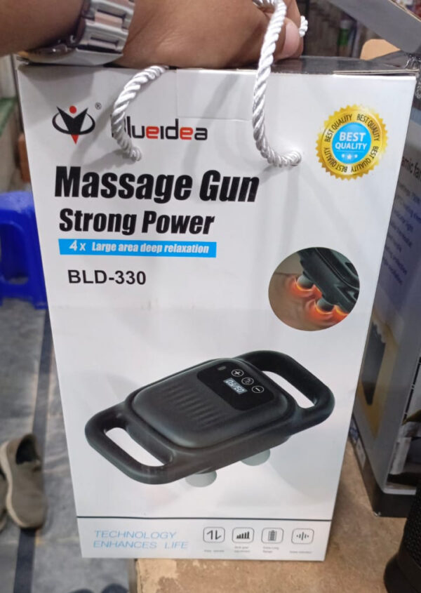 blue idea deep tissue massage gun with 4 heads - muscle massager for back, neck, and body pain relief rechargeable - bld-330 - Image 3