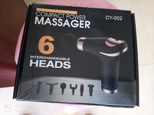 compact power massager gun with 6 interchangable heads cy-002 - Image 3