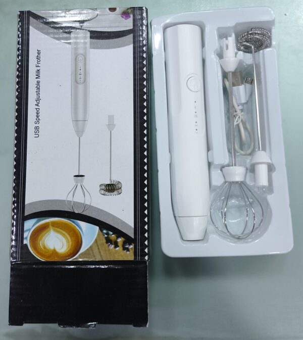 2 in 1 electric milk frother whisk egg beater usb rechargeable coffee blender household milk shaker mixer foamer food blender (random color) - Image 2