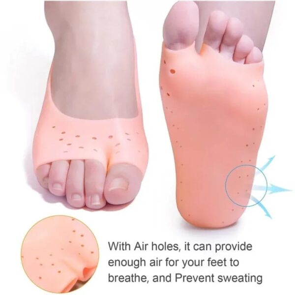 silicone gel moisturizing socks, non-slip socks, cracked foot prevention socks, foot care tool with breathable hole - Image 4